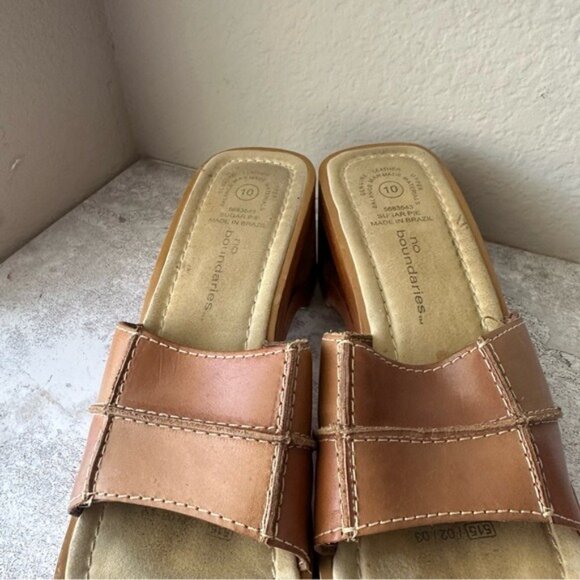 No Boundaries Y2K 90's Wood Chunky Sugar Pie Platform Patchwork Heels size 10 - Picture 7 of 11
